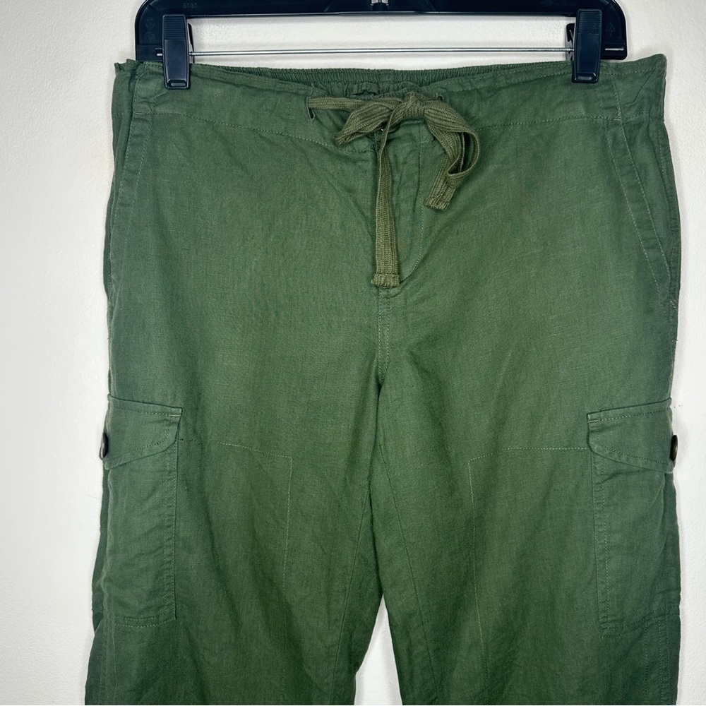 J. Crew Linen Blend Green Cargo Pants for Women Size 2 - Picture 2 of 9